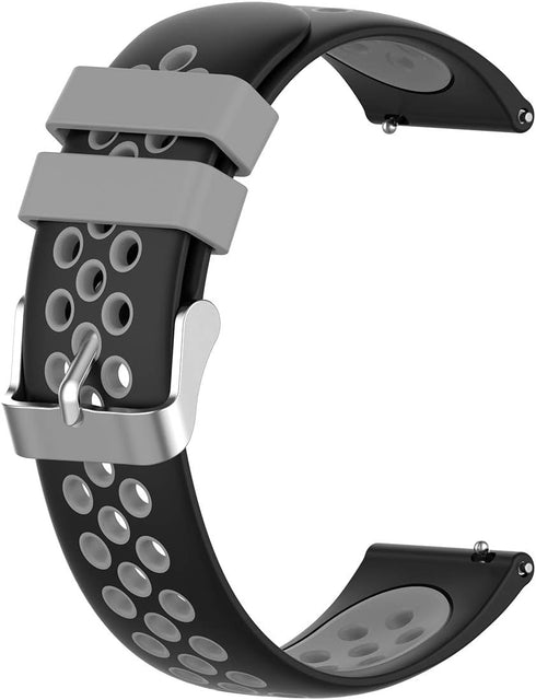 2-Pack Sport Bands Compatible with Amazfit Bip Smartwatch Breathable Replacement Strap, Black + Black-Gray...