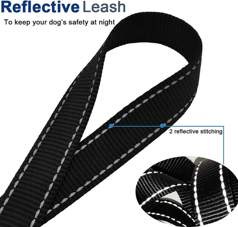 6Foot Tie Out Nylon Dog Leash, Heavy Duty 1" Wide Reflective Thick Lead for Medium Large Dogs Indoor Outdoor Front Yard Camping Black...