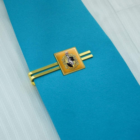 Harry Potter Hufflepuff Painted Crest Square Tie Bar Clip Clasp Tack Gold Color...