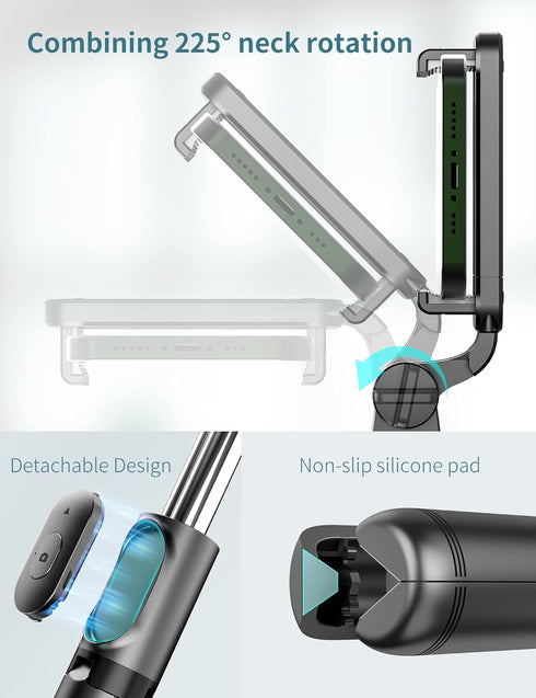 Selfie Stick Tripod with Detachable Wireless Remote, 4 in 1 Extendable Portable Selfie Stick & Phone Tripod Stand Compatible with Gopro, iPhone/Sa...