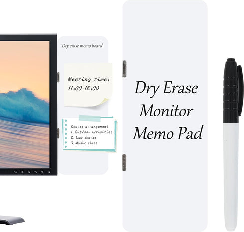 Monitor Memo Board, Magnetic Dry Erase Multifunction Whiteboard Monitor Side Panel, Desktop Memo Board with a Pen...
