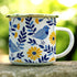 Floral Bird Enamel Camping Coffee Mug, Nature Flowers Botanical Gift Cup for Friend Coworker Women Mom (12oz)...
