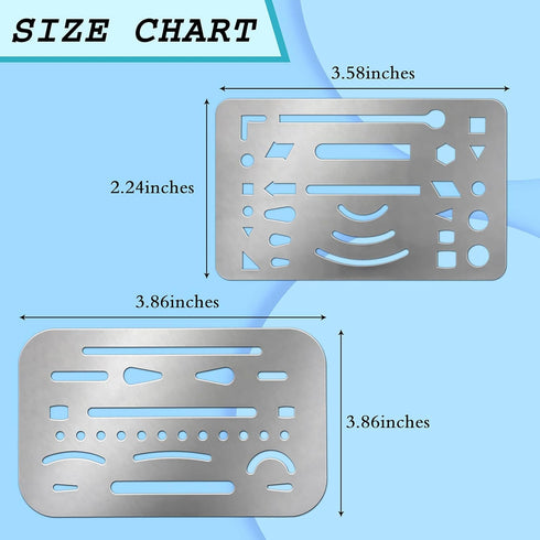 Clabby 4 Pieces Erasing Shield Stainless Steel Drawing Template Shield Drafting Tools with 26 Openings or 27 Openings for Mechanical Drawing Engin...