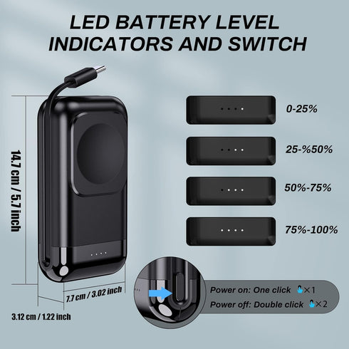 leChivée Portable Watch Charger for Samsung Watch, Watch Charger for Galaxy Watch 6/5/4/3, 6000 mAh Watch and Phone Charger for Samsung S24/S23/ S...