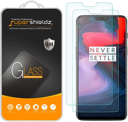 (2 Pack) Supershieldz Designed for OnePlus 6 Tempered Glass Screen Protector, 0.28mm, Anti Scratch, Bubble Free...
