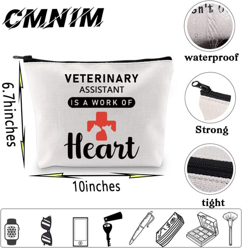 CMNIM Vet Assistant Gifts Vet Tech Makeup Bag Veterinary Assistant Is A Work of Heart Pouch Bag for Vet Tech Student Gifts (Veterinary Assistant M...