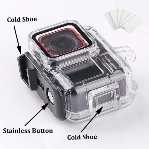 Waterproof Housing Dive Case Compatible for Insta 360 Ace Pro, 60M/196FT Underwater Protective Shell Case Housing with Anti-Fog Pads and Adpter Mo...