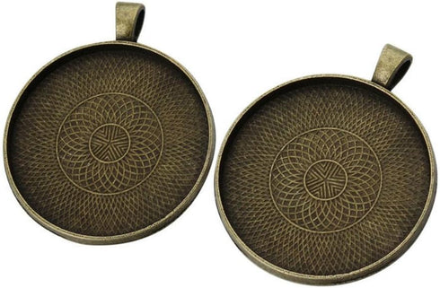 AKOAK 20 Pieces 35mm Diameter Antique Bronze Round Pendant Trays Pendant Blanks Cameo Bezel Cabochon Settings for Photo Charm or Cabochon...