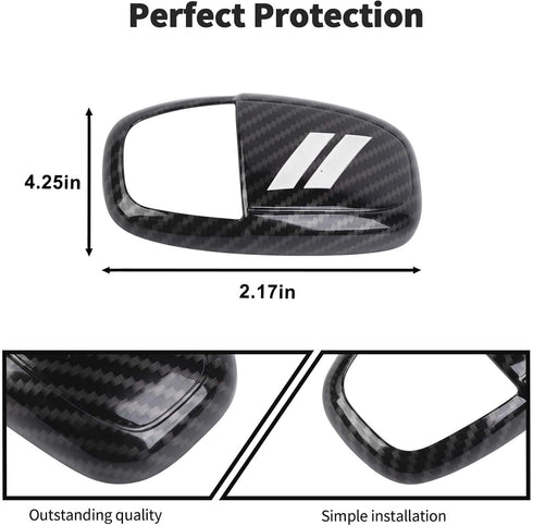 JWWY Gear Shift Shifter Knobs Cover Trim for 2015-2024+ Dodge Challenger Charger 2018-2023 Durango Interior Accessories White Carbon Fiber......