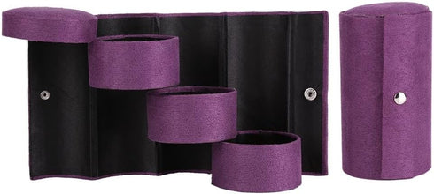 Fdit Retro Cylinder Shaped Jewelry Box Velvet Three-Layer Roll-up Snap Jewelry Storage Organizer Earrings Holder for Girls Women (Purple)...