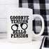 YouNique Designs Goodbye Tension Hello Pension - 11 Oz Portable Coffee Mug, Police Officer Retirement Gift for Men Women, Correctional Officer Cup...