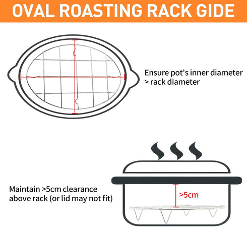 TamBee Wire Broiling Rack Roasting Rack Baking Rack Cooking Cooling for Oven Stainless Steel Oval Steamer Rack Canning Rack Cookie Roasting 11.3"x...