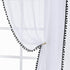 Treatmentex White Sheer Curtains Black Pompoms 63" inches Long Window Draperies for Boy's Room Bed Canopy 2 Panels Rod Pocket...