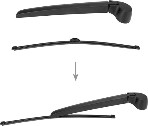 X AUTOHAUX Rear Window Windshield Back Glass Wiper Blade Arm Set for Audi Q5 2009-2018 350mm 14 Inch Black 8R0955425 8R09554071P9...