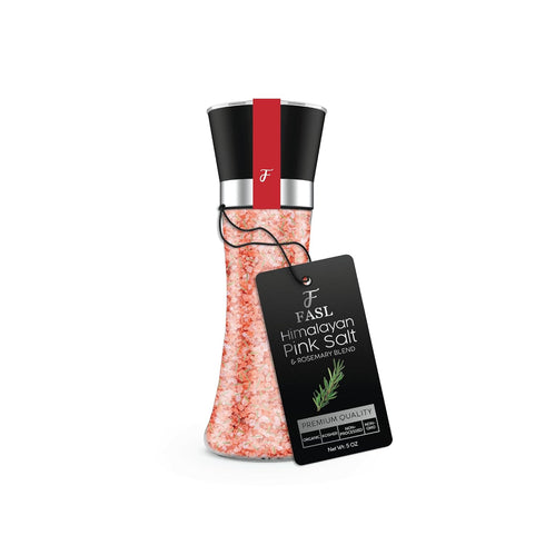 Fasl, Himalayan Seasoning with Pink Salt, Garlic, Chili Pepper and Rosemary. A Very Tasty Premium Blend With Refillable Glass Grinder. 5.5 Ounces ...