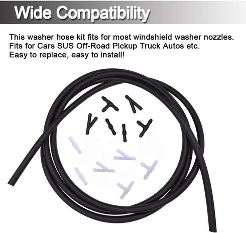 Universal Windshield Washer Nozzle Fluid Hose Kit 3 Meters with 12 Pcs Hose Connectors Suitable for Most of Car Washer Fluid Tubing...