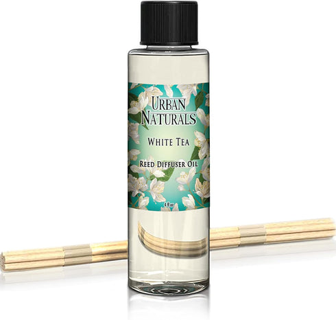 Urban Naturals White Tea Scented Oil Reed Diffuser Refill | Includes a Free Set of Reed Sticks! 4 oz....