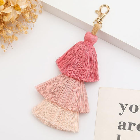 POYAMUSE Boho Colorful Tassel Keychain - Bohemian Layered Fringe Key Ring for Women Girls Car Key Handbag Purse...