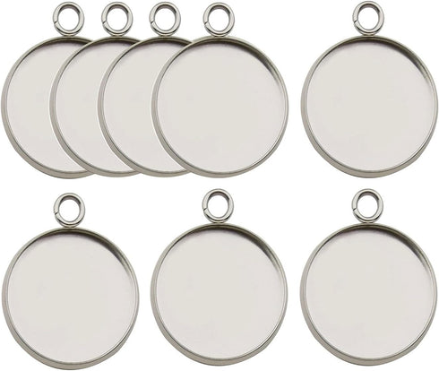 30 Pcs Fit 20mm Stainless Steel Round Blank Bezel Pendant Trays Base Cabochon Settings Charms for Jewelry Making (10166-20mm-30pcs)...