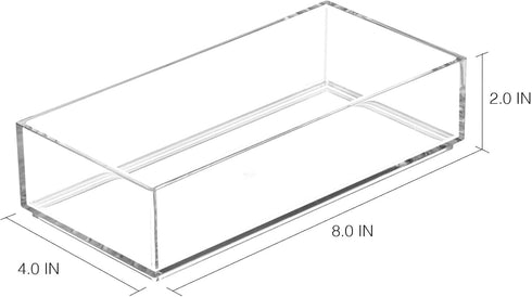 iDesign Clarity Plastic Drawer Organizer for Vanity, Countertop, Bathroom, Kitchen and Cabinet Storage, 8" x 4" x 2", Clear...