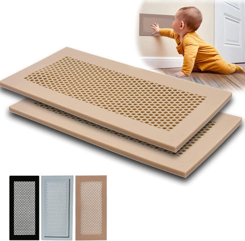 Child Proof Floor Vent Cover,Silicone Floor Vent Cover,Catch Small Items Baby Safe Product,Fits Floor Vents 4x10 2pcs (Light Brown)...