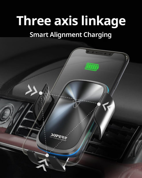 Wireless Car Charger with Phone Holder Mount Fast Charging 15W Auto Clamping for Phone Air Vent Accessories...