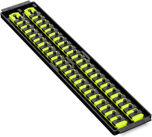 Ernst Manufacturing 19-Inch Socket Boss, Premium 2-Rail, 1/4-Inch-Drive Twist-Lock Socket Organizer, High-Visibility - Made in USA...
