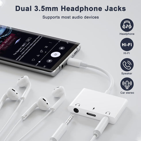 iPad Headphone Adapter, Headphone Splitter for 2 Headphones,3 in 1 USB C to 3.5mm Jack Audio Adapter with 60W Fast Charging Compatible with S24/23...