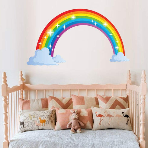 Rainbow Wall Decals wich Clouds, Peel and Stick Removable Wall Stickers for Kids Nursery Bedroom Living Room,Wall Decor 28.7 x15.7inch...