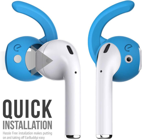 EarBuddyz 2.0 Ear Hooks and Covers Accessories Compatible with Apple AirPods 1 & 2 or EarPods Headphones/Earphones/Earbuds (3 Pairs) (Sky Blue)...