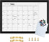 Dry Erase White Board & Monthly Calendar Board, Magnetic Whiteboard for Wall, Office/School/Home, Hanging Board for Decoration/Kitchen/Memo, Black...