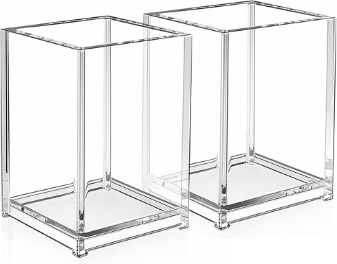 MaxGear Pen Holder 2 Pack Clear Acrylic Pencil Holder for Desk, Pen Cups for Desk Supplies Holders, Acrylic Cup Holder for Toothbrush, Straw, Make...