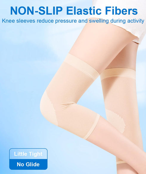 1 Pair Knee Compression Sleeves for Women & Men, Lightweight Thin Knee Sleeves for Knee Pain Relief, Knee Warmers Knee Brace Undersleeve Dancer Kn...