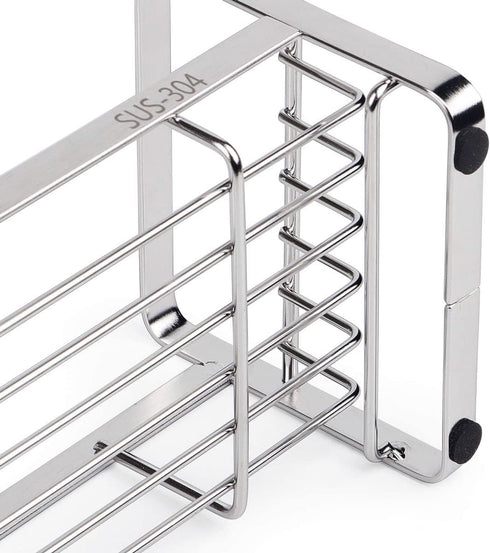 HULISEN Kitchen Sink Sponge Holder, 304 Stainless Steel Kitchen Soap Dispenser Caddy Organizer, Countertop Soap Dish Rack Drainer with Removable D...