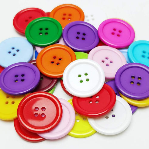 Chenkou Craft Mix Color Plastic Resin Circle Big Button 4 Holes DIY Craft Sewing 30mm 40pcs(Mix, 1 1/4"(30mm))...