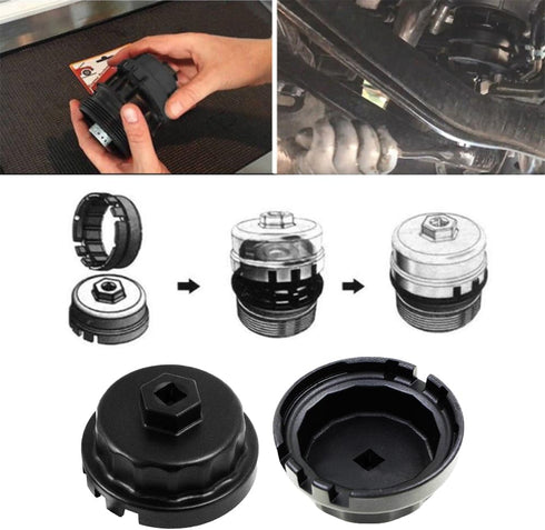 Oil Filter Wrench, 64mm, Heavy Duty, Compatible with Toyota, Camry, Tundra, Lexus, Sienna, RAV4, Highlander, Silver...