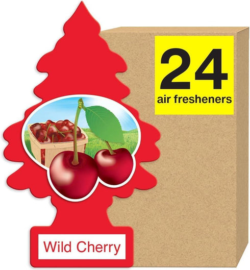 LITTLE TREES Car Air Freshener | Hanging Paper Tree for Home or Car | Wild Cherry | 24 Pack...
