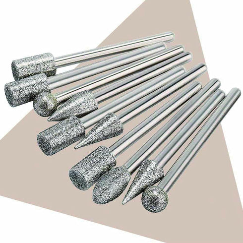 Stone Carving Set Polishing Diamond Burrs, Rotary Tools Accessories Grinding Burrs with 1/8 inch Shank For Carving, Engraving, Grinding, Polishing...