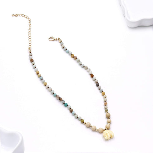 POMINA Real Amazonite Natural Gemstone Beaded Choker Necklace Semi Precious Stone Choker for Women Teen...