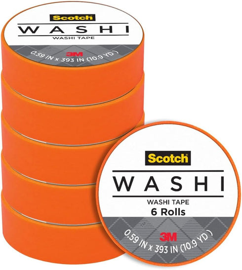 Scotch Expressions Washi Tape, Arts and Crafts Tape, .59 in x 393 in, Orange, 6 Rolls...