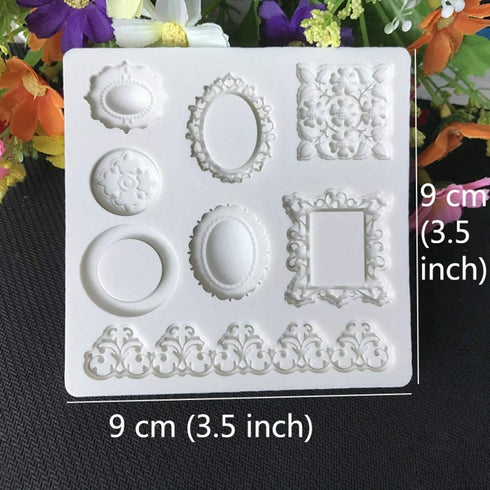 2PCS Silicone Fondant Cake Decorating Mold for Chocolate, Baking, Sugar Craft, Polymer Clay, Soap, Cupcake - Bee Crown Key Mirror Heart Lace Photo...
