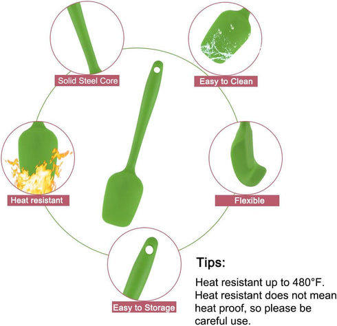 uxcell Silicone Spatula Set Heat Resistant Kitchenware Flipping Turner Non Stick Spatula for Cooking Baking and Mixing Green...