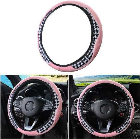 15 Inch Car Steering Wheel Cover, Warm Fluffy Anti-Slip Breathable Sports Style Automotive Steering Wheel Protector for Man Woman Girls, Universal...