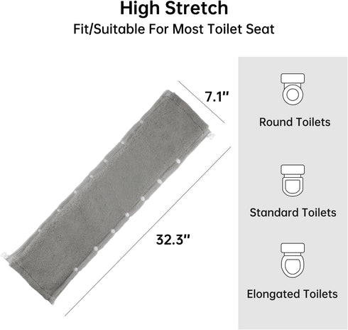 Toilet Seat Cover,Bathroom Soft Thicker Warmer with Snaps Fixed Stretchable Washable Fiber Cloth Toilet Seat Covers Pads Easy Installation& Cleani...