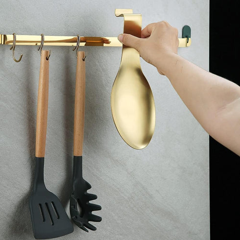 Matte Gold Spoon Rest, Stainless Steel Spoon Holder for Stove Top, kitchen utensils Holder for Ladles, Tongs, Spatula, Stove Spoon Holder, Pot Lid...
