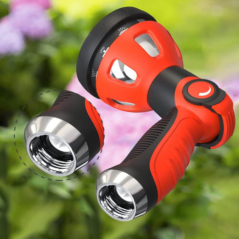 Garden Hose Nozzle - 10 Adjustable Patterns Metal High Pressure Hose Nozzle, Garden Hose Spray Nozzle with Thumb Control Design, Hose Sprayer for ...