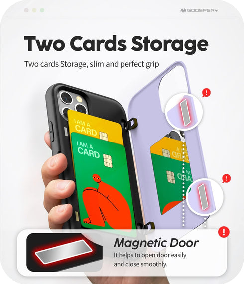 GOOSPERY for iPhone 12/12 Pro (2020) 6.1-Inch Card Holder Wallet Case, Protective Dual Layer Bumper Phone Back Cover with Hidden Mirror - Purple...