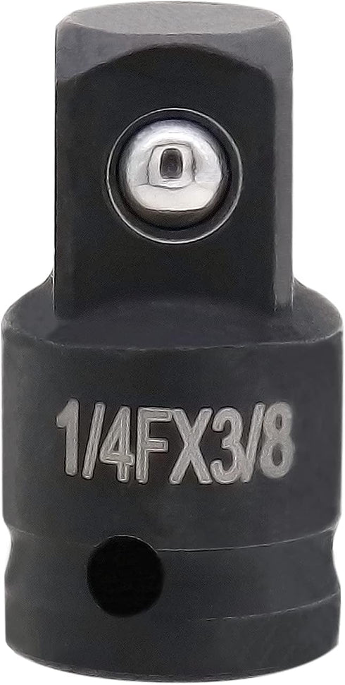 Impact Socket Adapter and Reducer 1/4 Inch Drive F to 3/8 Inch M, Chrome Molybdenum Steel Converter for Auto Construction...