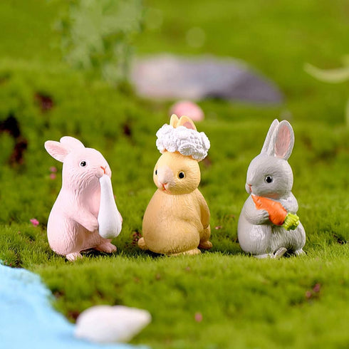 MAOMIA 12 Pcs Rabbit Figures for Kids, Bunnies Toy Set Cake Toppers, Miniature Rabbit Fairy Garden Figurines Collection Playset for Christmas Birt...
