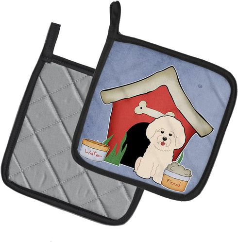 Caroline's Treasures BB2829PTHD Dog House Collection Bichon Frise Pair of Pot Holders Kitchen Heat Resistant Pot Holders Sets Oven Hot Pads for Co...